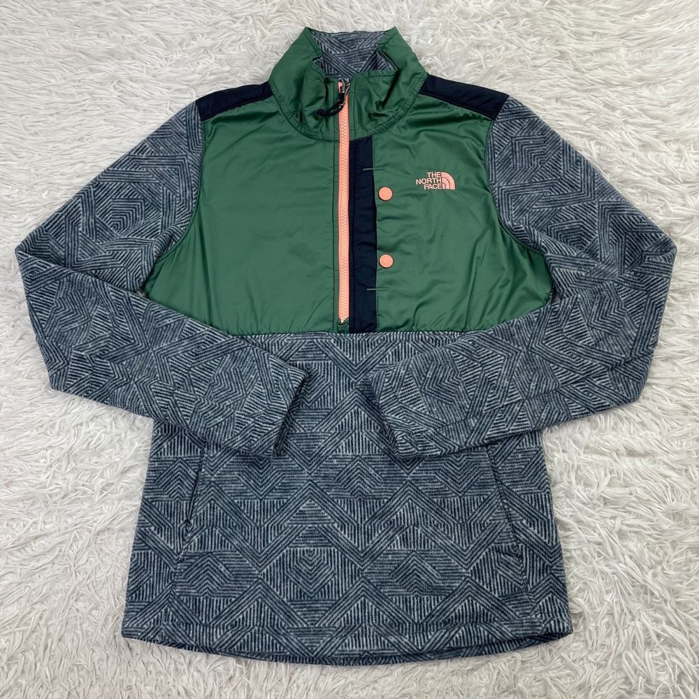 North Face Sweater Womens S Blue Patterned Mountain Sweatshirt Pullover Fleece